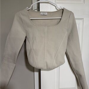 Babaton Scoop Neck Long Sleeve Top in Light Taupe